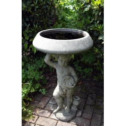 Cherub stand Birdbath